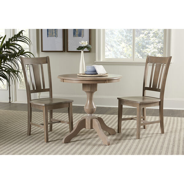 Washed Gray Taupe Round Top Dining Table with Chairs, 3-Piece, image 1