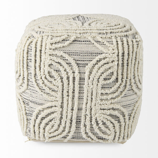 Amaya Multicolor Wool and Cotton Pouf, image 2
