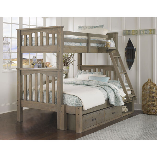 Highlands Driftwood Harper Twin Over Full Bunk Bed with Storage, image 1