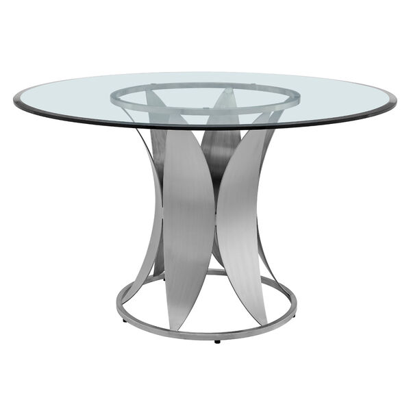 Petal Brushed Stainless Steel Dining Table, image 1