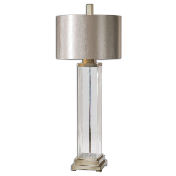 Drustan Clear Glass and Brushed Nickel One Light Table Lamp, image 1