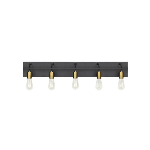Black and Aged Brass 36-Inch Five-Light Bath Vanity, image 1