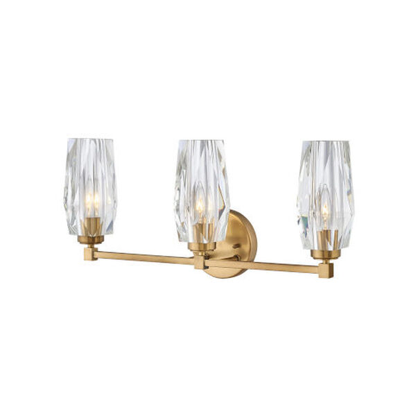 Ana Heritage Brass Three-Light Bath Vanity With Faceted Clear Crystal Glass, image 2