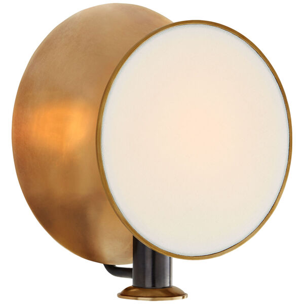 Osiris Single Reflector Sconce in Bronze and Hand-Rubbed Antique Brass with Linen Diffuser by Thomas O'Brien, image 1