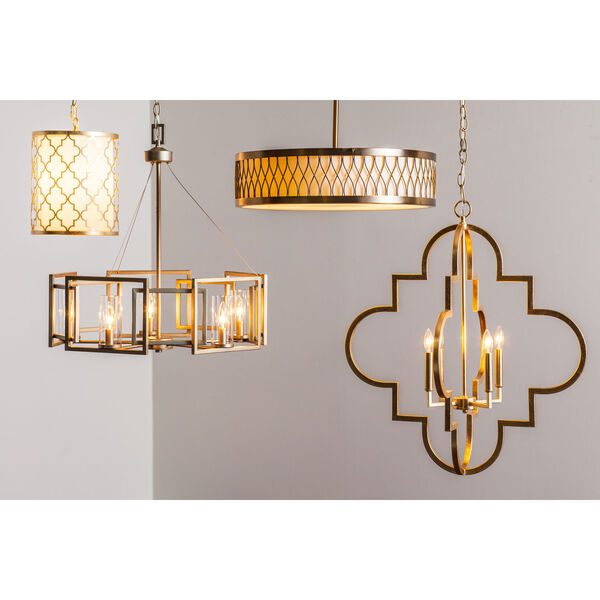 Linden White Gold Five-Light Chandelier with Clear Glass Shade, image 5
