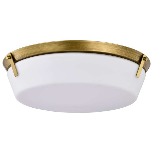 Rowen Natural Brass Four-Light Flush Mount with Etched White Glass, image 1