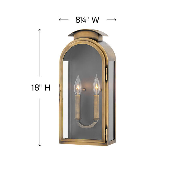 Rowley Light Antique Brass Two-Light Outdoor Medium Wall Mount, image 8