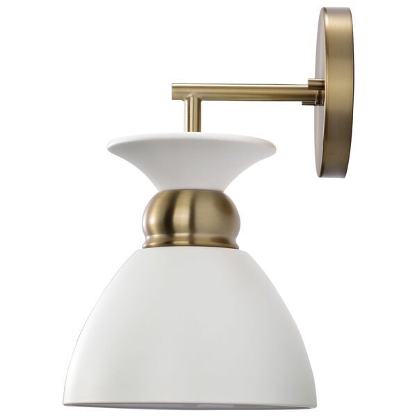 Perkins Matte White and Burnished Brass One-Light Wall Sconce, image 4