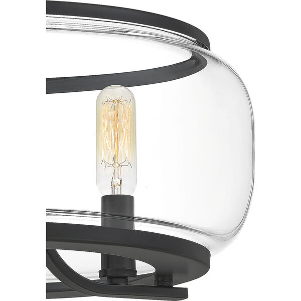 Pruitt Matte Black 14-Inch Three-Light Semi-Flush Mount with Clear Glass, image 6