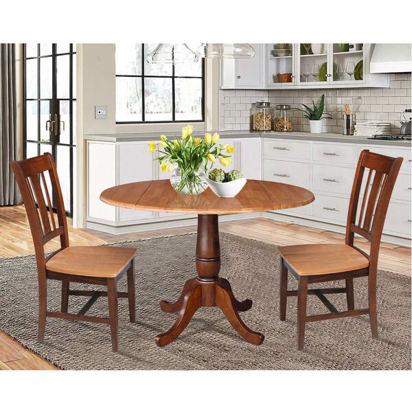 Cinnamon and Espresso 30-Inch High Round Top Pedestal Table with Chairs, 3-Piece, image 3