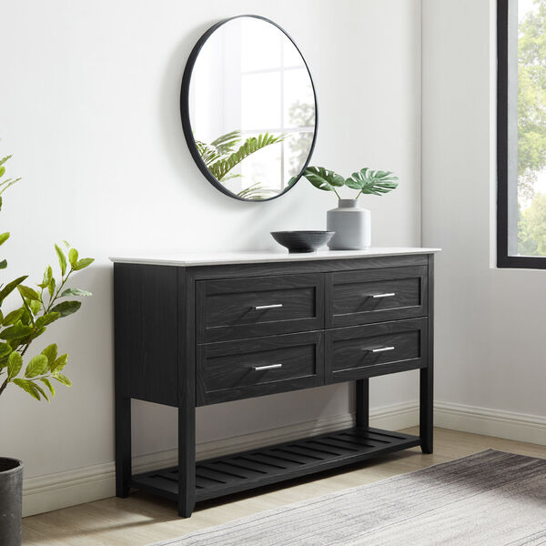Graphite Faux White Marble Four-Door Wood Buffet, image 3