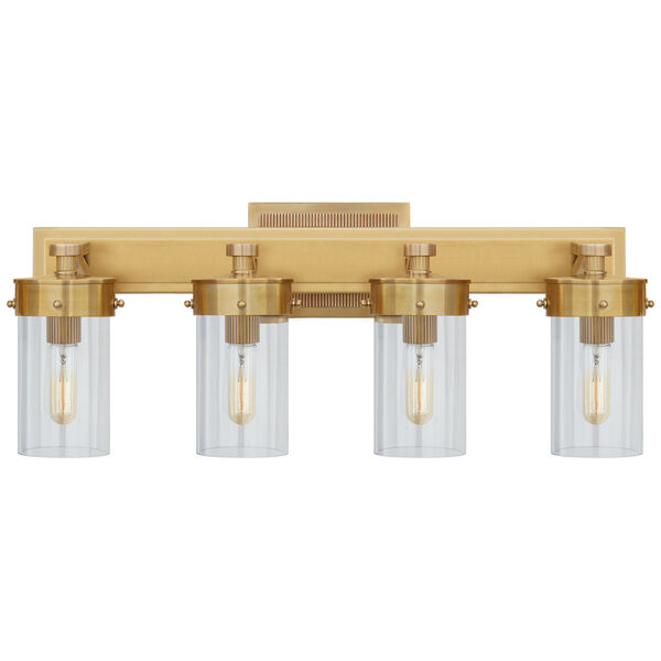 Marais Four-Light Bath Sconce in Hand-Rubbed Antique Brass with Clear Glass by Thomas O'Brien, image 1