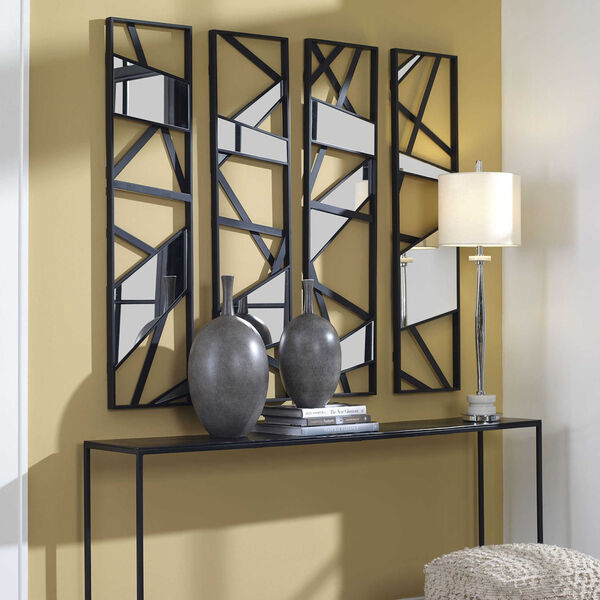 Satin Black Frame Mirrored Wall Decor, Set of 4, image 3
