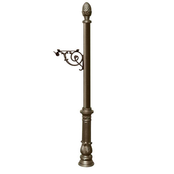 Lewiston Bronze Post Only with Support Bracket, Decorative Ornate Base and Pineapple Finial, image 1