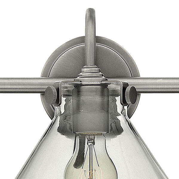 Congress Antique Nickel 29.5-Inch Three Light Bath Fixture with Clear Pyramid Glass, image 2