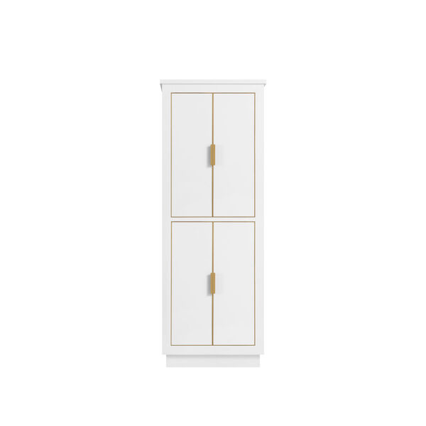 White 65-Inch Linen Tower with Gold Trim, image 1
