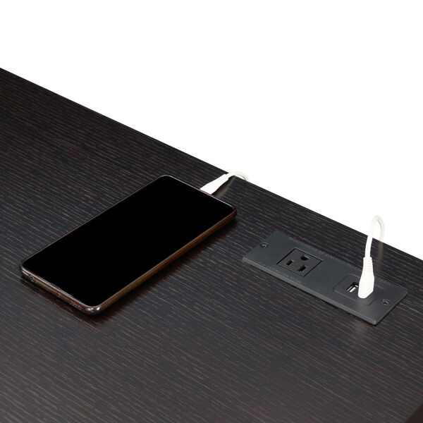 Newport Espresso and Black Two-Drawer Desk with Charging Station, image 6