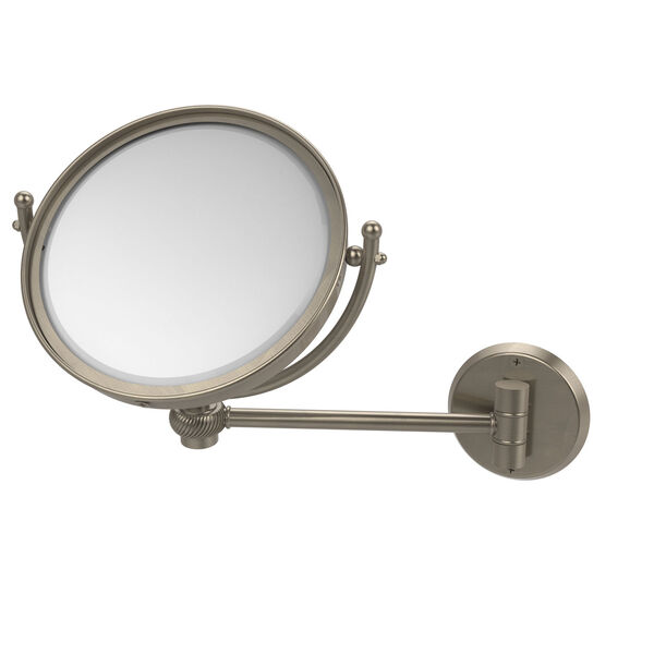 8 Inch Wall Mounted Make-Up Mirror 4X Magnification, Antique Pewter, image 1