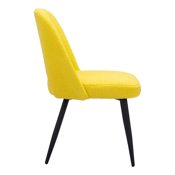 Teddy Yellow and Matte Black Dining Chair, image 2
