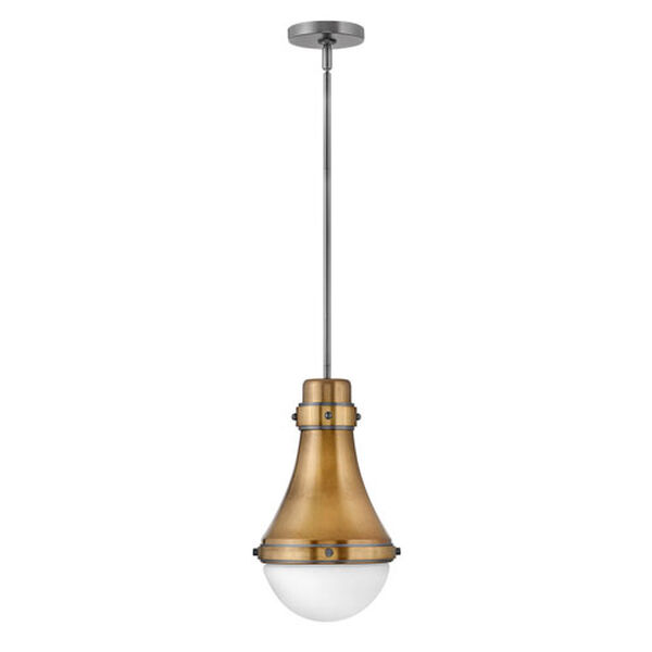 Oliver Heritage Brass One-Light Mini Pendant With Etched Opal Glass, image 2