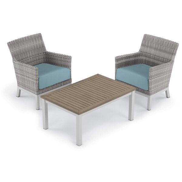 Argento and Travira Ice Blue Three-Piece Outdoor Club Chair and Coffee Table Set, image 1