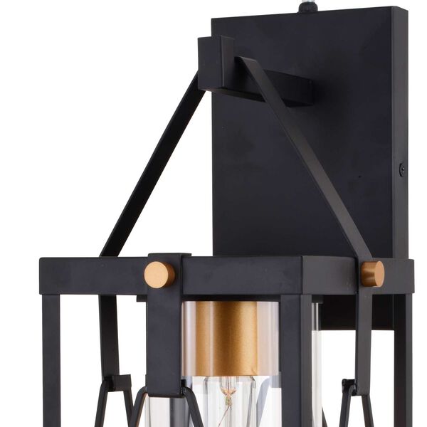 Evanston Matte Black and Light Gold One-Light Dusk to Dawn Outdoor Wall Lantern with Clear Glass, image 4