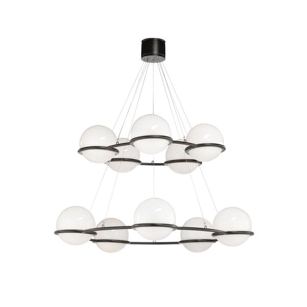 Cobbs Court Black and White Double Tiered Chandelier, image 1