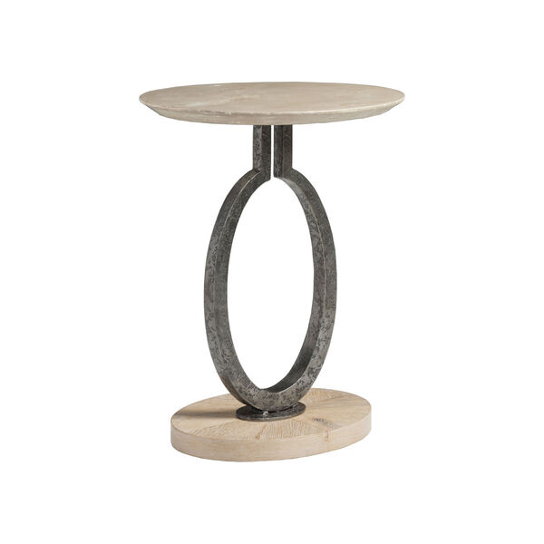 Signature Designs Beige and Antique Silver Clement Oval Spot Table, image 1