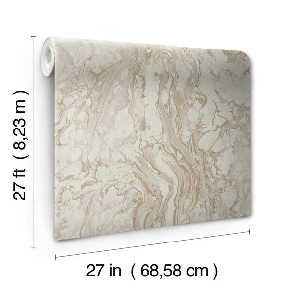 Ronald Redding 24 Karat Taupe Polished Marble Wallpaper, image 4