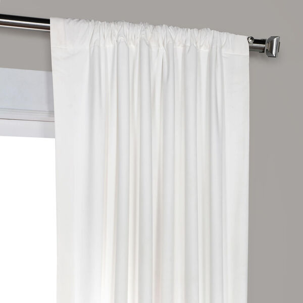 White 120 x 50 In. Plush Velvet Curtain Single Panel, image 8