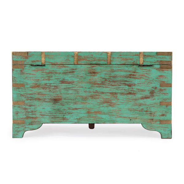 Nador Blue Brass Inlay Storage Trunk Coffee Table, image 6