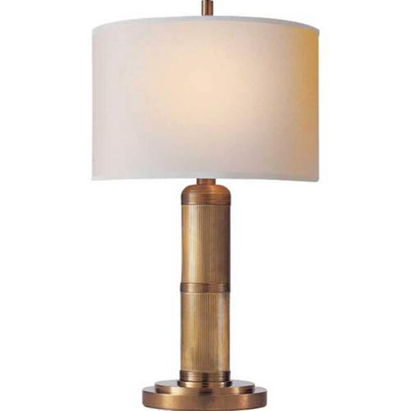 Longacre Small Table Lamp in Hand-Rubbed Antique Brass with Natural Paper Shade by Thomas O'Brien, image 1