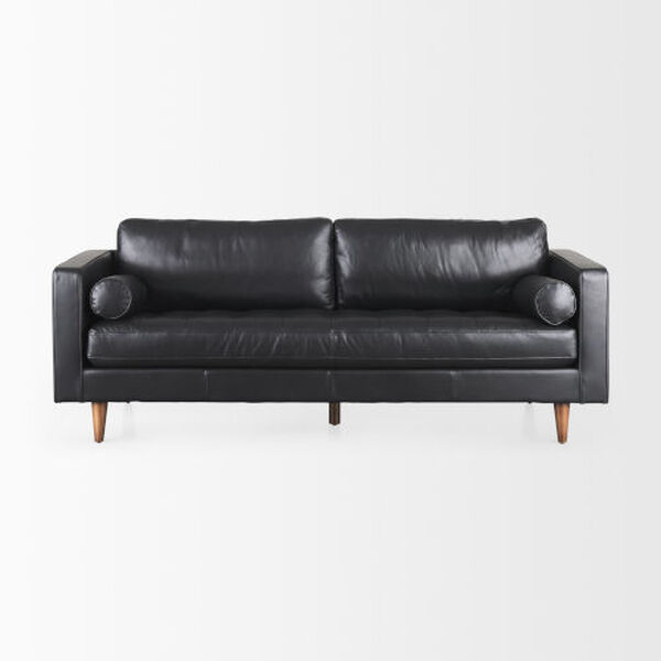 Svend Black Leather Sofa, image 2