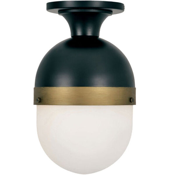 Gordon Matte Black and Textured Gold One-Light Outdoor Ceiling Mount, image 1