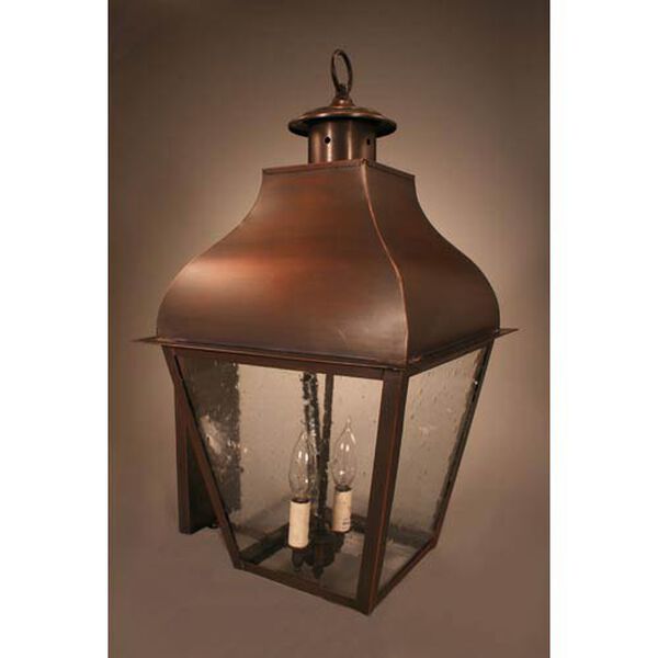 Stanfield Antique Copper Two-Light Outdoor Wall Light with Clear Seedy Glass, image 1