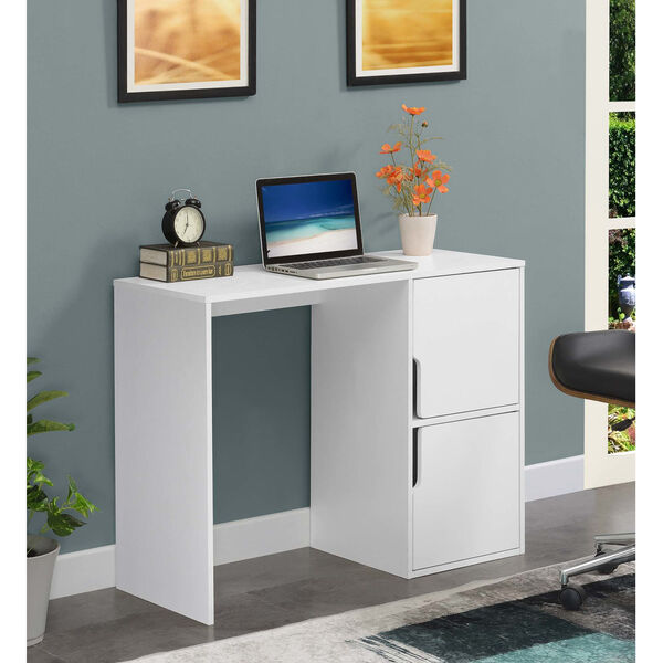 Designs2Go White Student Desk with Storage Cabinets, image 2