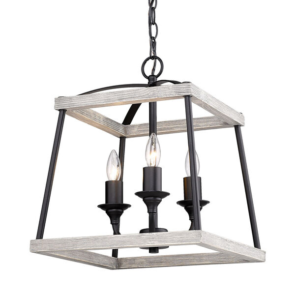 Teagan Natural Black 15-Inch Three-Light Pendant with Gray Harbor Wood Accents, image 1