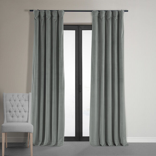Signature Silver Grey Blackout Velvet Pole Pocket Single Panel Curtain 50 x 84, image 7