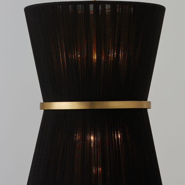 Cecilia Black Rope and Patinaed Brass Six-Light Tapered String Foyer, image 6