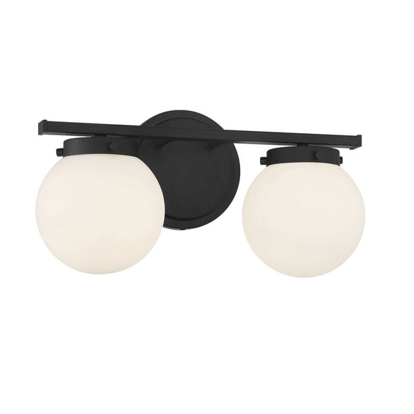 Cora Matte Black Two-Light Bath Vanity with Opal Glass, image 3