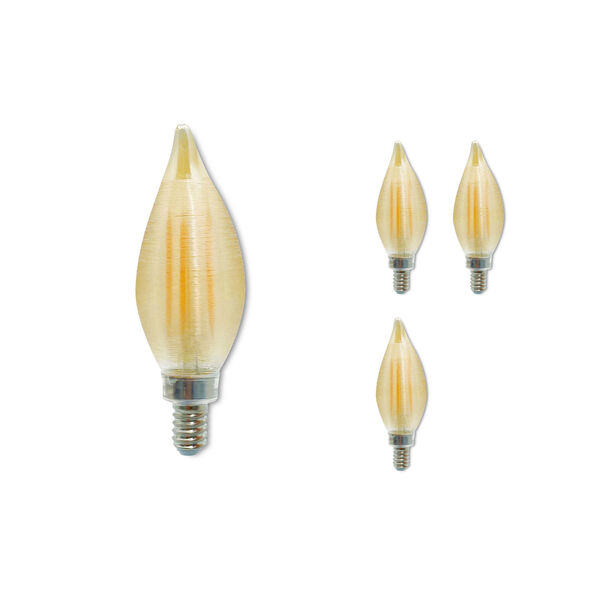 Pack of 4 Amber Glass C11 LED Candelabra E12 Dimmable 4W 2100K Spunlite Filament Light Bulb, image 2