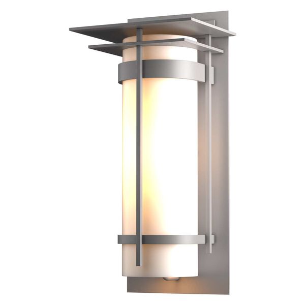 Banded Coastal Burnished Steel One-Light Outdoor Sconce with Opal Glass, image 1