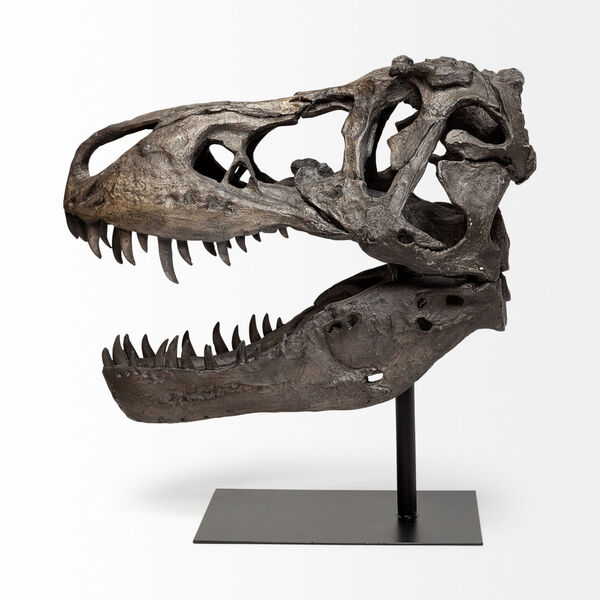 Lagrane Black Replica Dinosur Tyrannosaurus T-Rex Skull Figurine, image 4