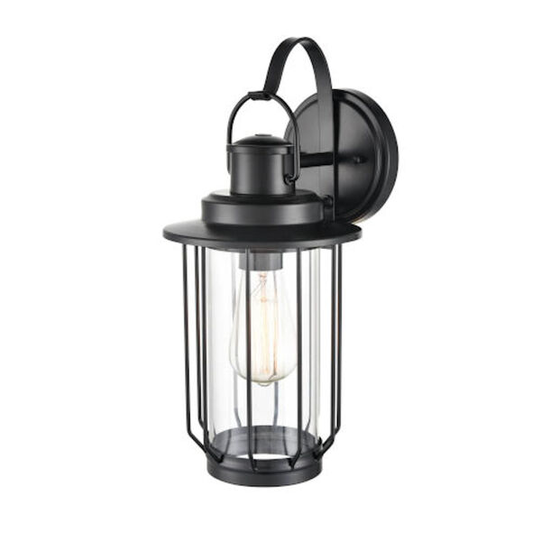 Lex Powder Coat Black One-Light Outdoor Wall Sconce with Transparent Glass, image 2