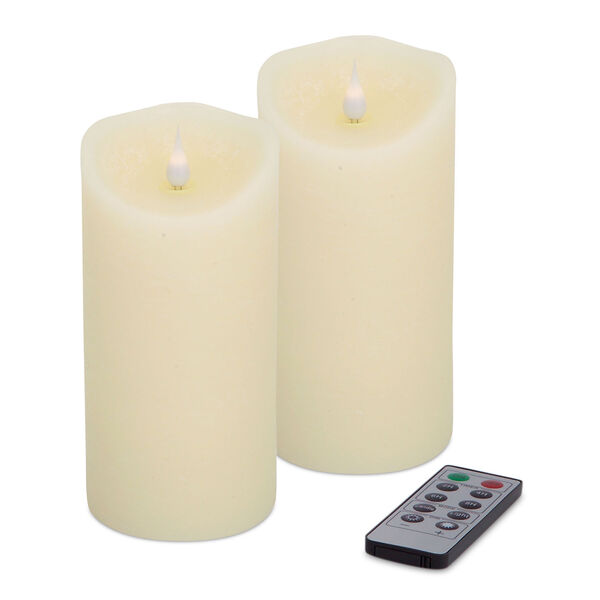 Ivory Simplux Designer Melted Candle, Set of Two with Remote, image 1