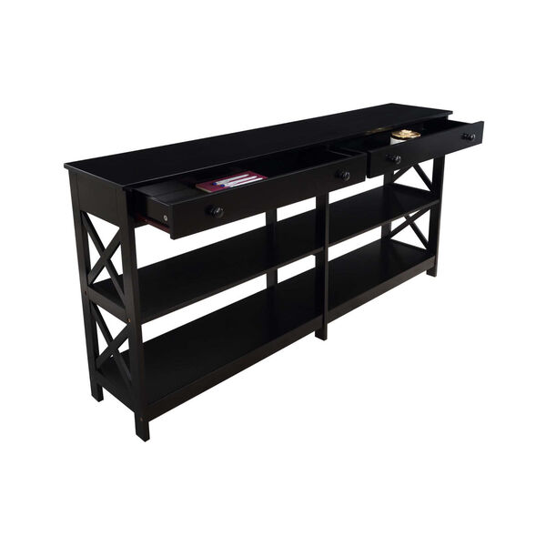 Oxford Black Two-Drawer Console Table with Shelves, image 5