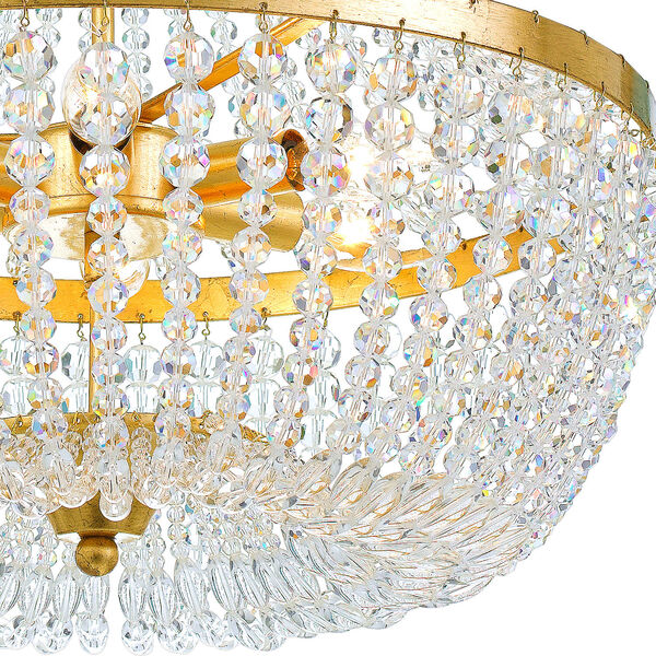 Rylee Antique Gold Six Light Chandelier with Hand Cut Faceted Crystal Beads, image 5