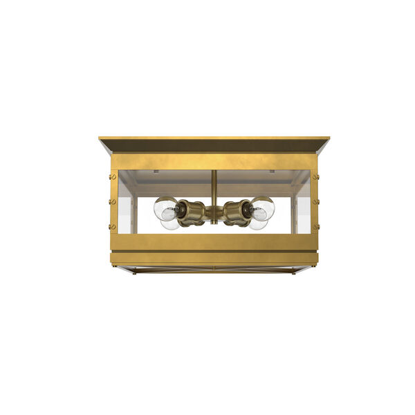 Douglas Vintage Brass Four-Light Flush Mount, image 1