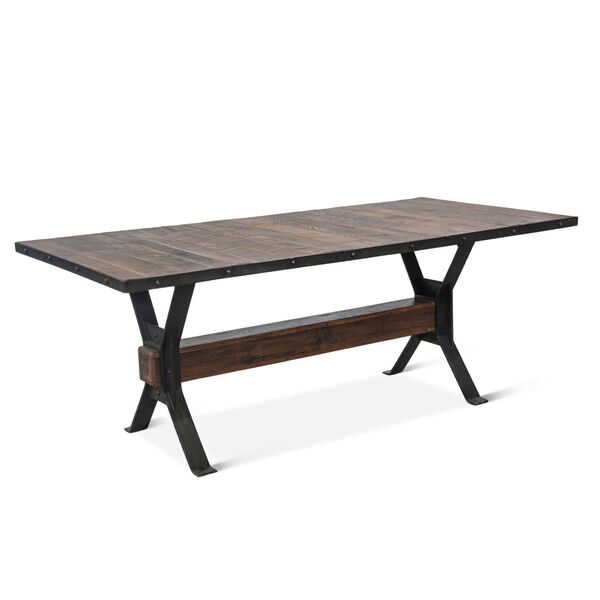 Paxton Weathered Walnut and Gray Zinc Dining Table, image 2