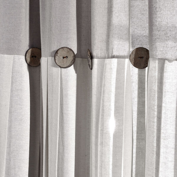 Linen Button Gray and White 40 x 63 In. Single Window Curtain Panel, image 3